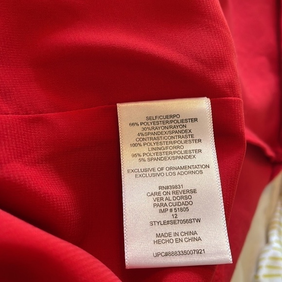 Sam Edelman Asymmetrical Sleeveless Red Dress Sz12 Knee Length Women Party EUC - Picture 7 of 10